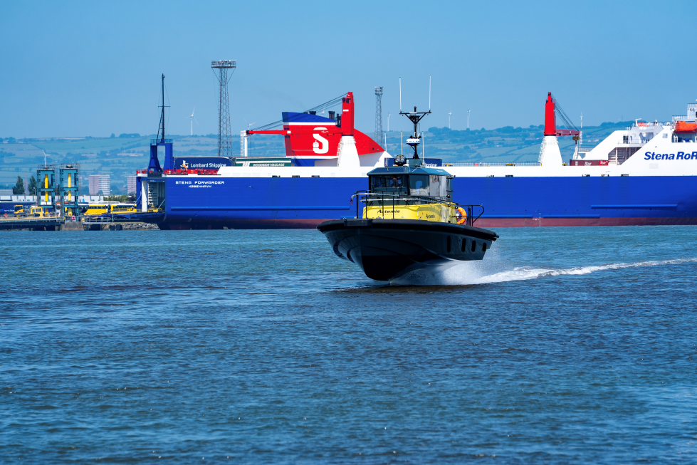 Hydrofoil boat in a port
