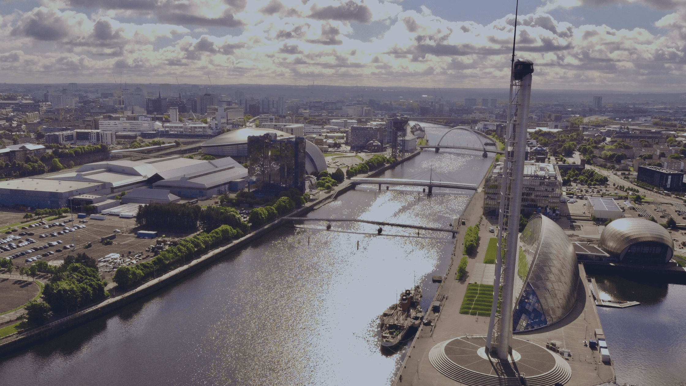 Drone shot of scottish city