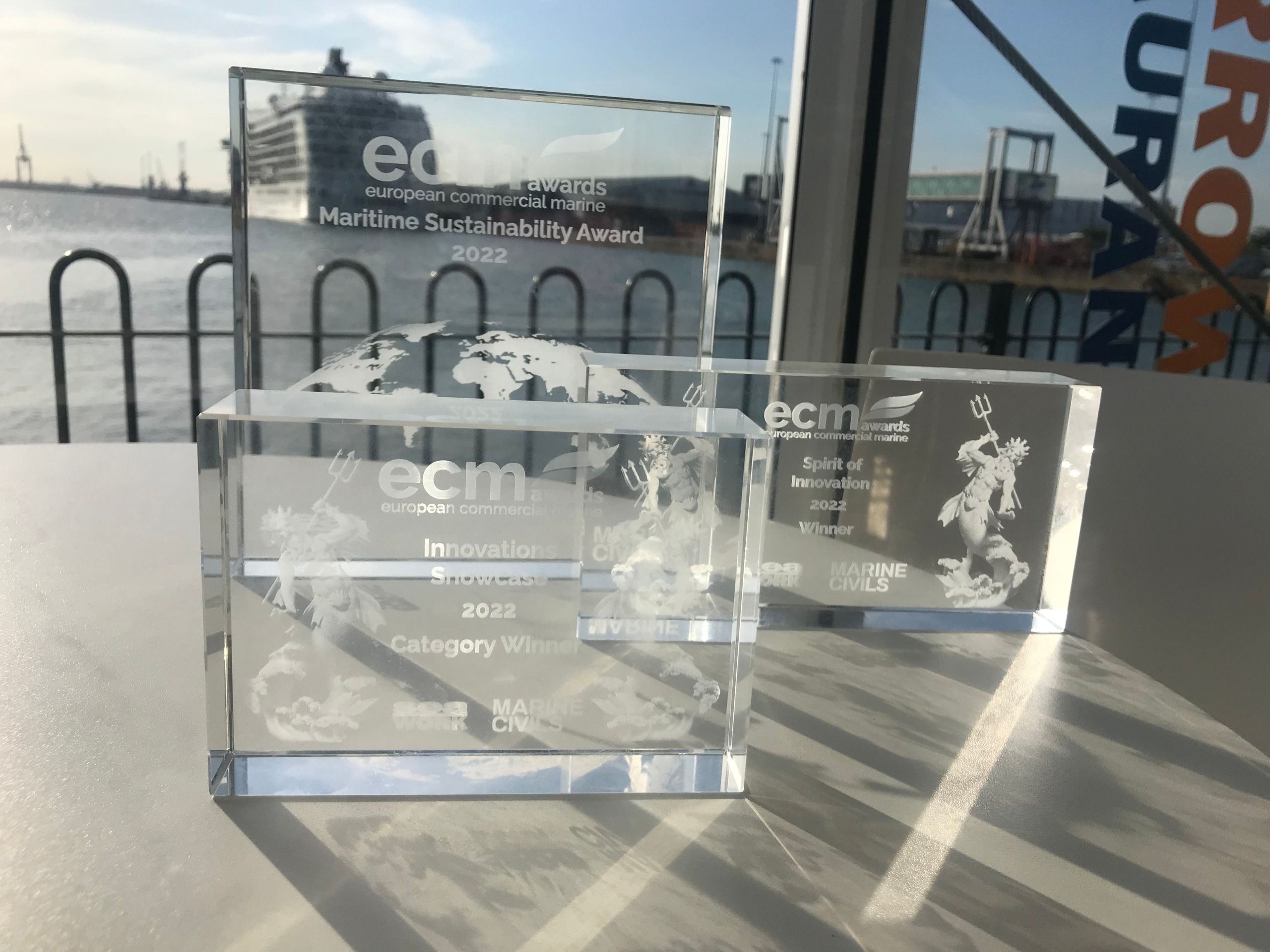 Image of three glass awards