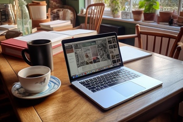 Laptop And Coffee On Table