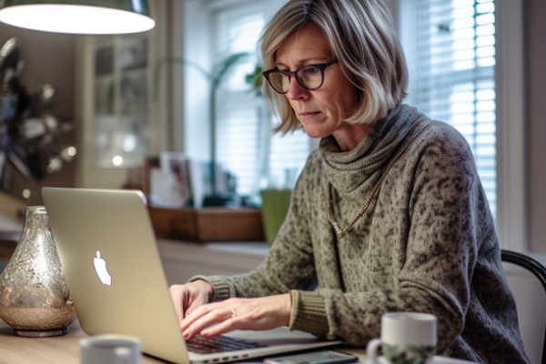 Woman Researching Funeral Plans