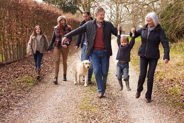 Grandparents spending time with family
