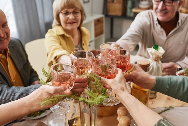 Group toasting a friend's memory