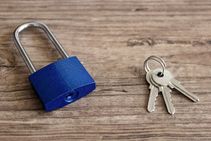Blue Closed Padlock And Keys