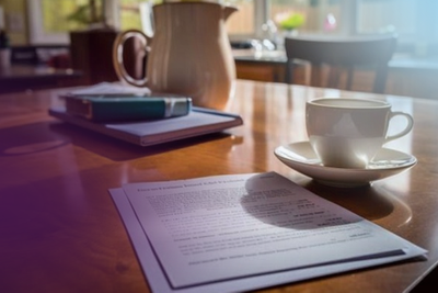 Paper on table
