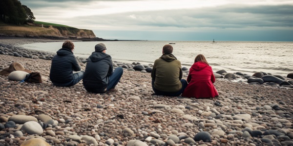Family Sitting On The Beach