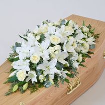 White Rose And Lily Coffin Spray Flowers