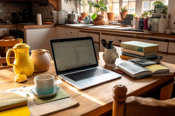 Laptop For Researching Funeral Plans On Table