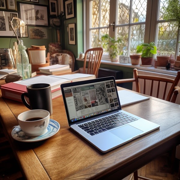 Laptop On Table With Coffee