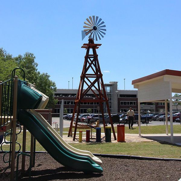 colourful outdoor musical instruments in an outdoor classroom and playground