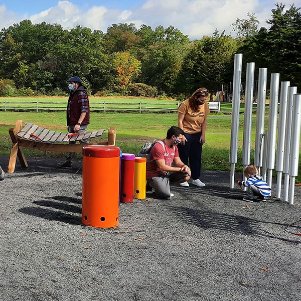 outdoor musical chimes in the lions pride park music grove